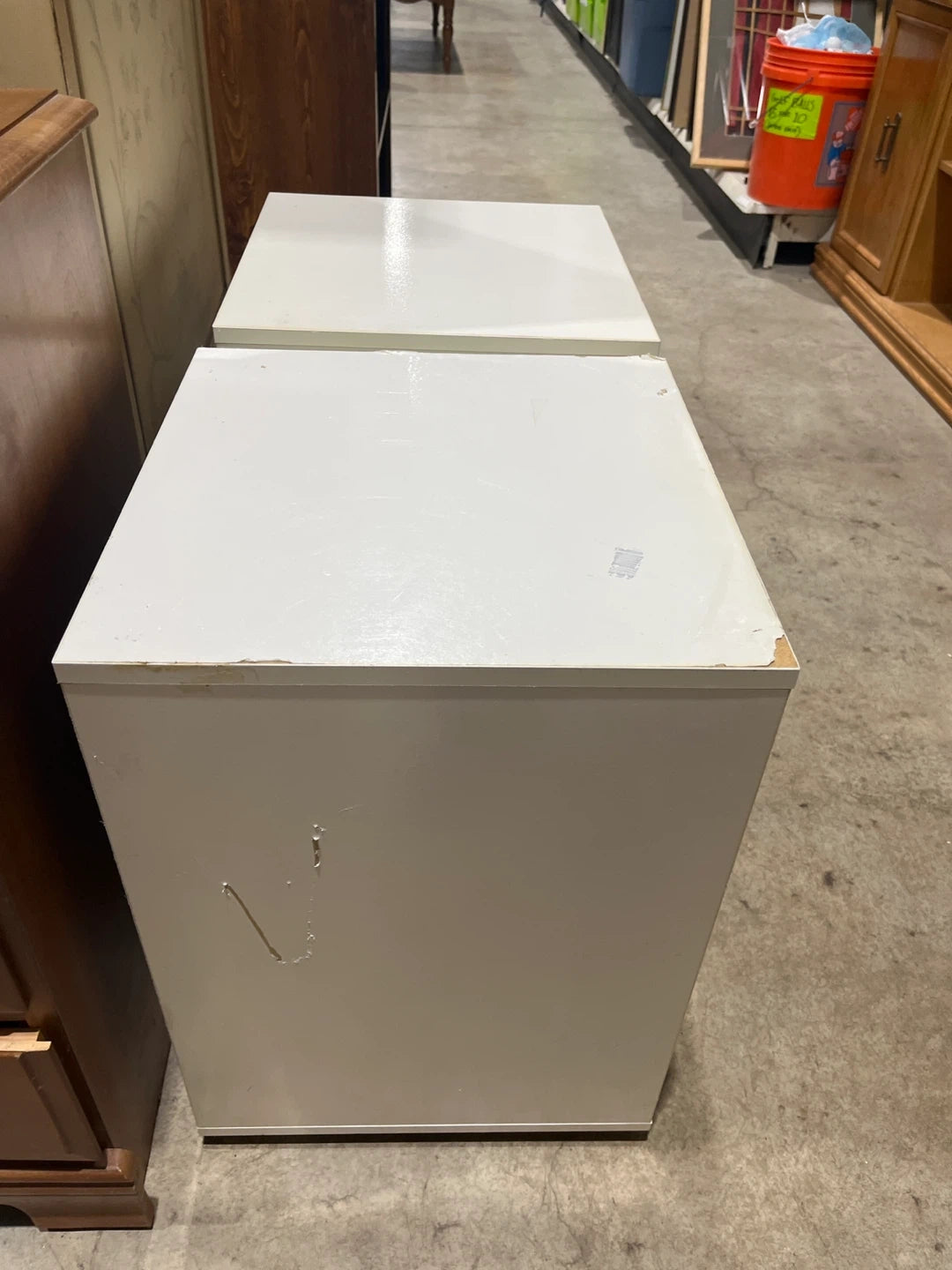 Pair of White 3-Drawer Filing Cabinets