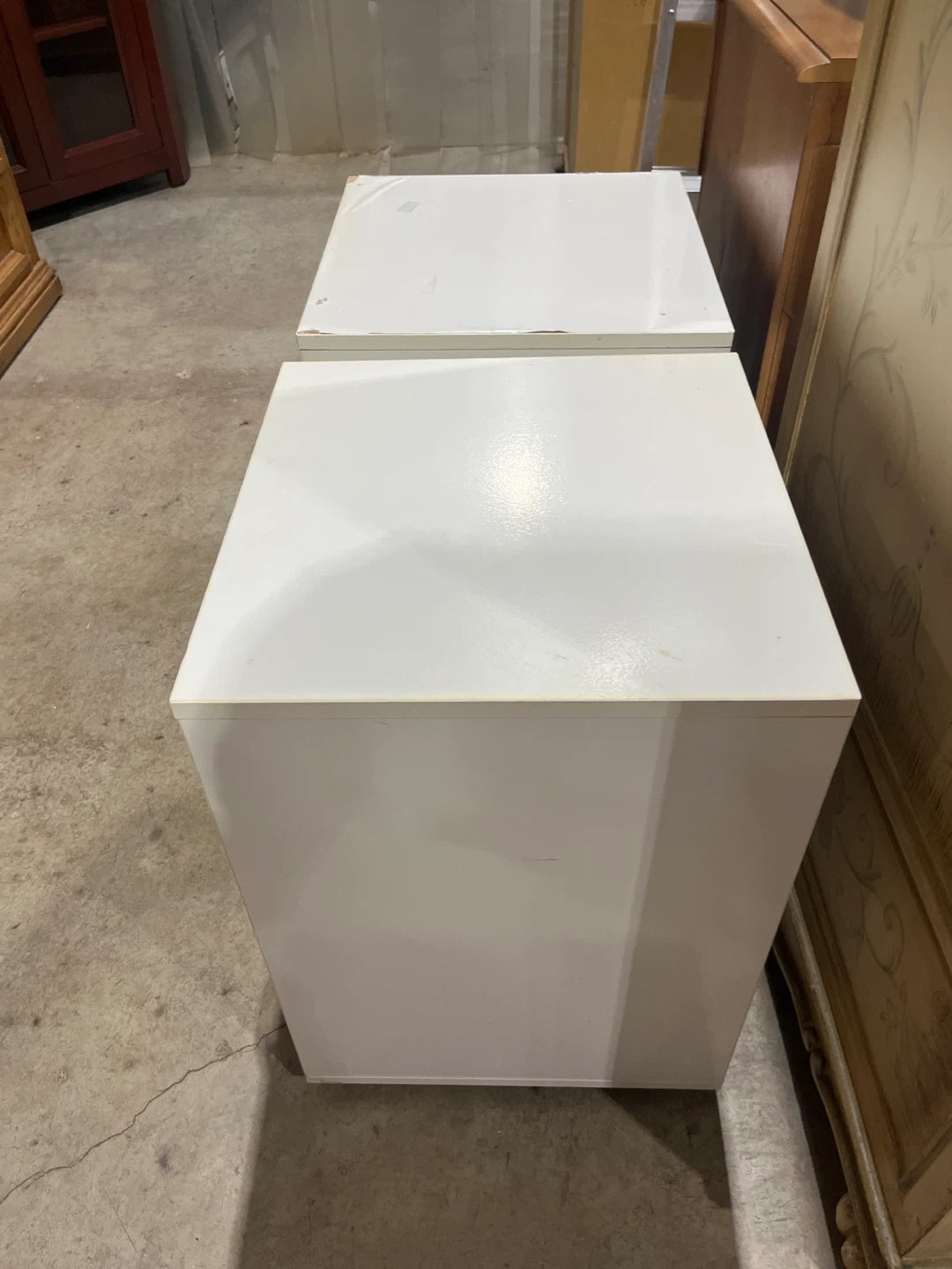 Pair of White 3-Drawer Filing Cabinets
