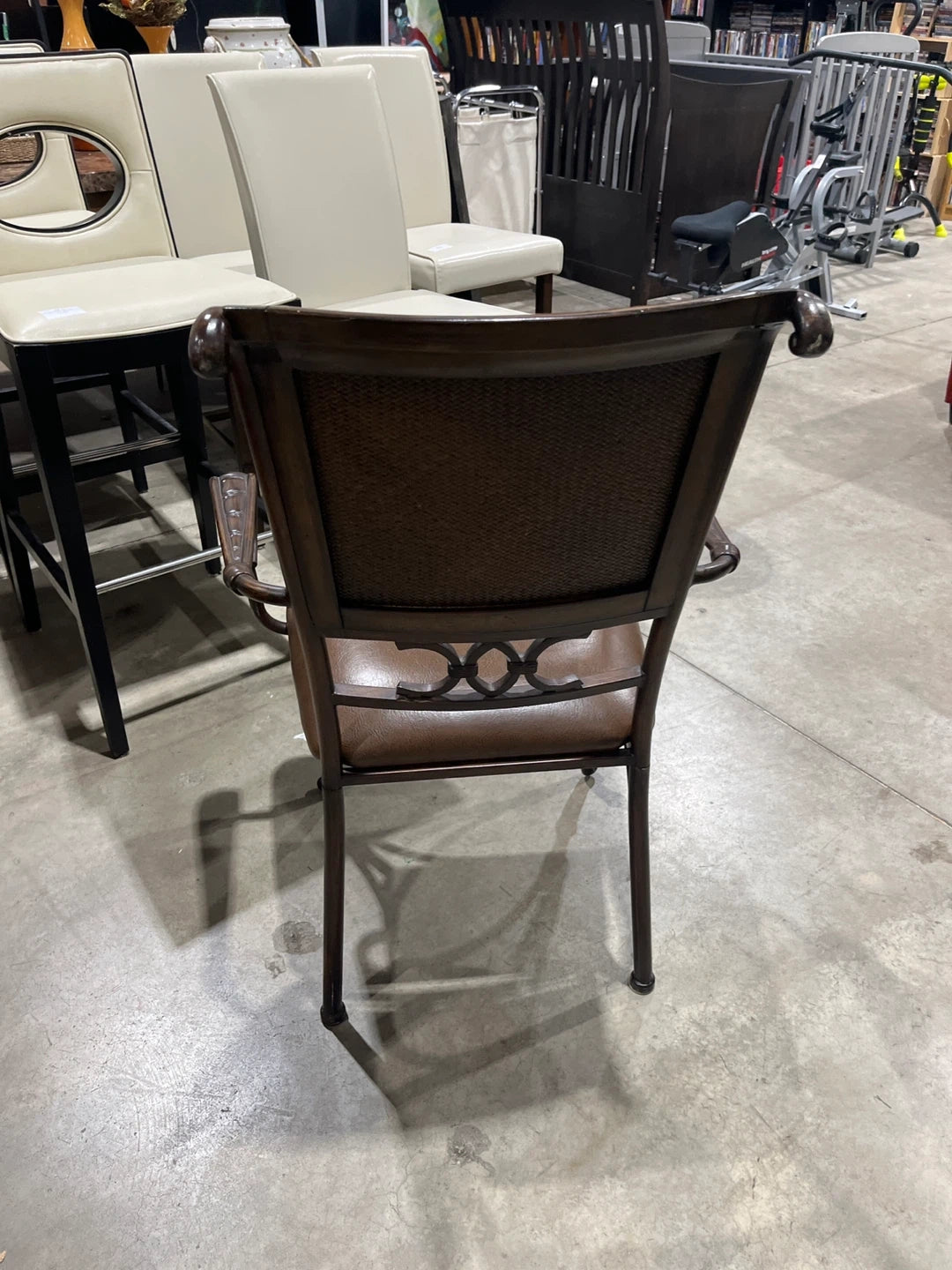 Brown Armchair with Woven Back
