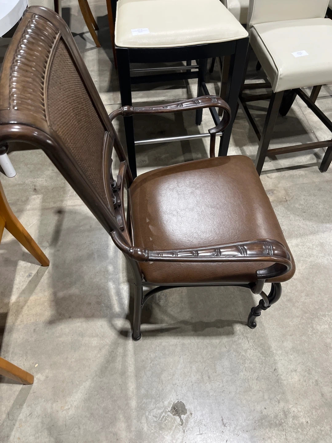 Brown Armchair with Woven Back