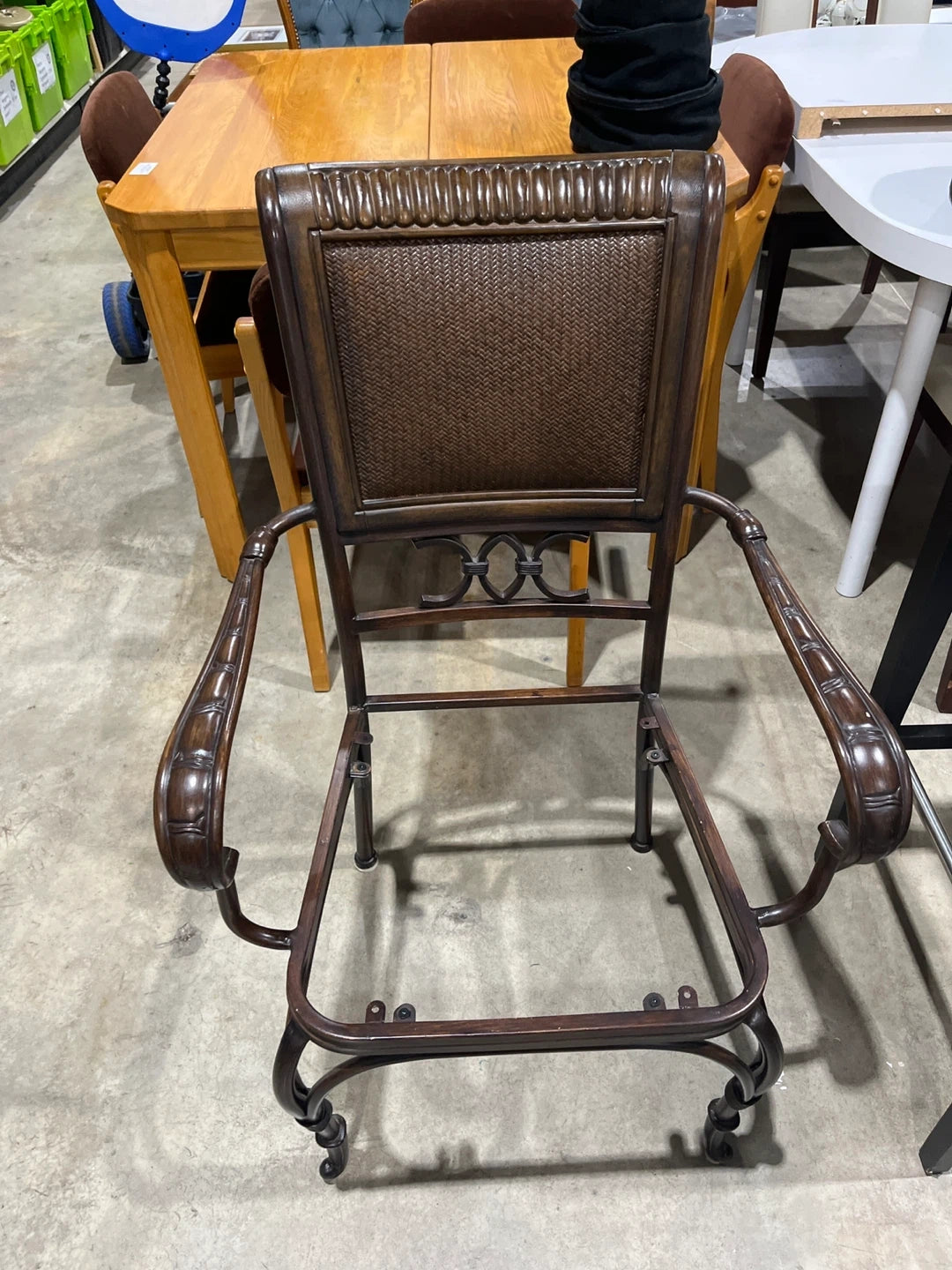 Brown Armchair with Woven Back