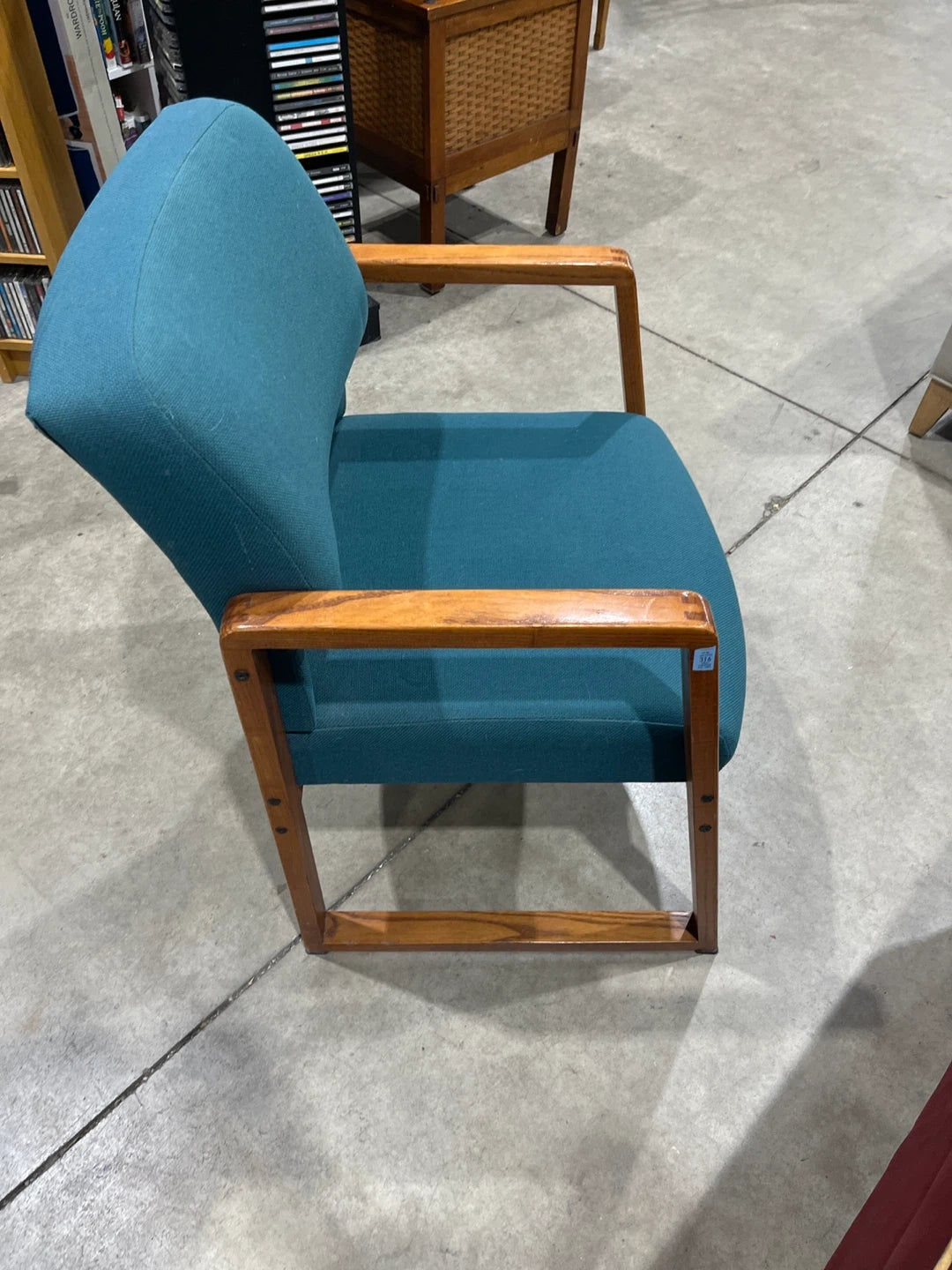 Teal Armchair with Wood Frame