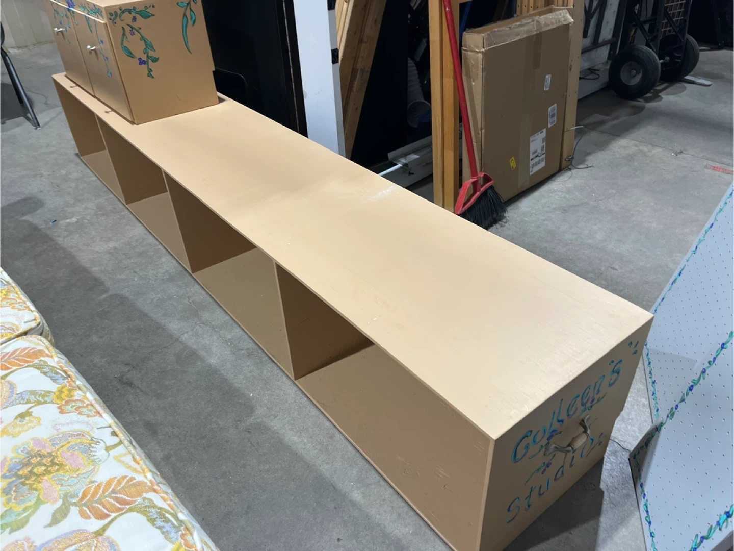 Handmade Wooden Storage Shelf with Cabinet