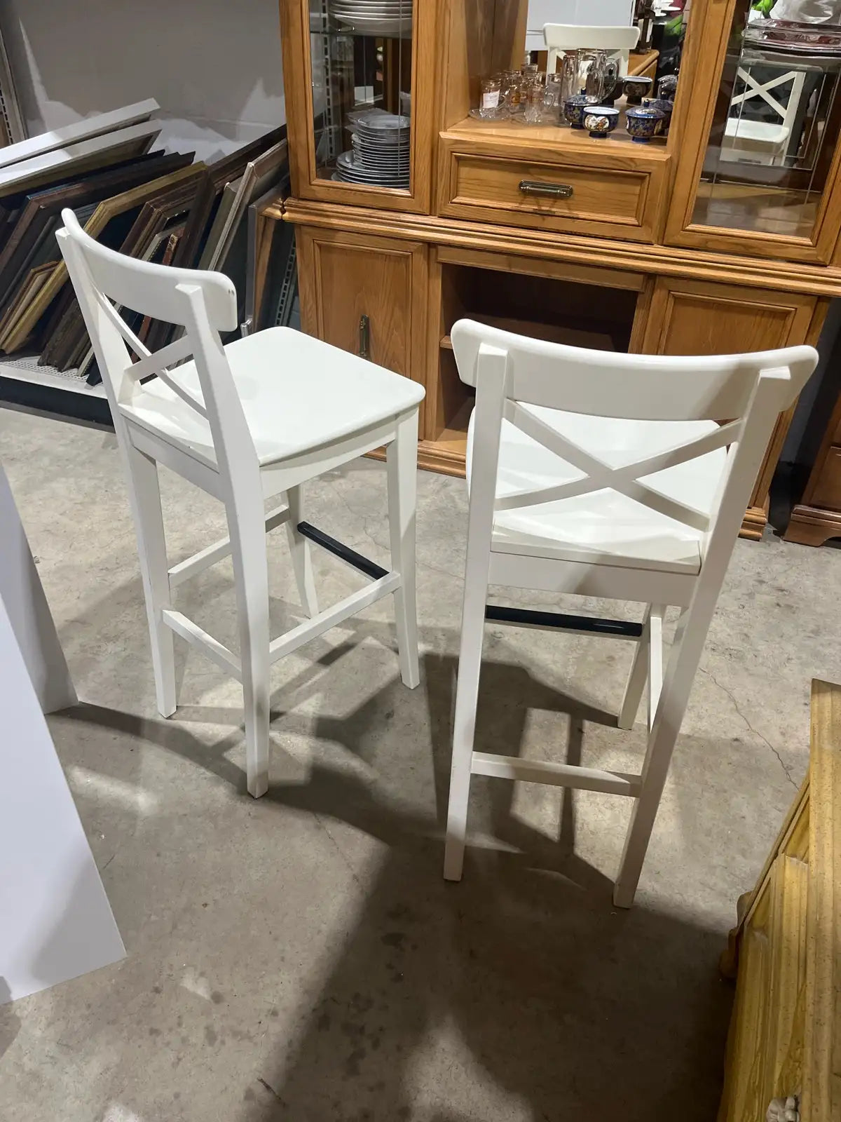 Set of two ikea ingolf bar stools chairs