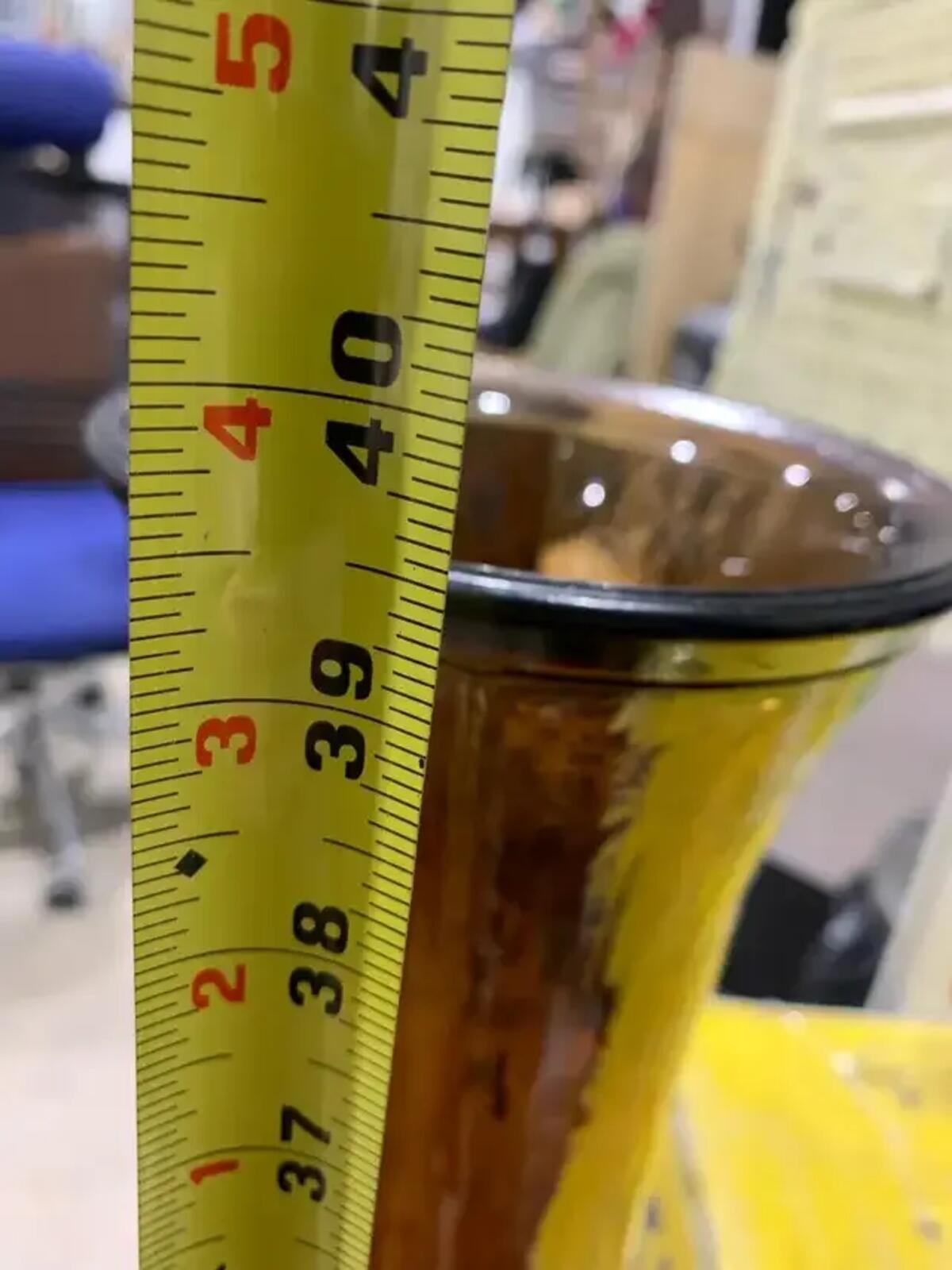 Brown 39” Tall Ripple Glass Vase