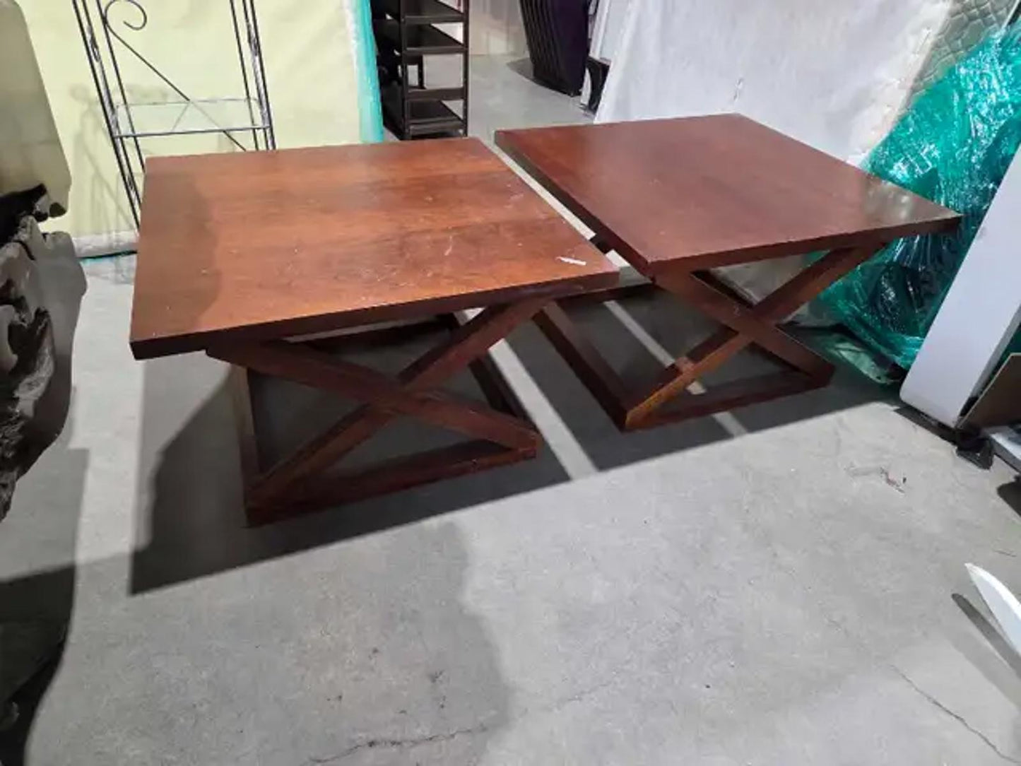 Wooden Square Side Tables - Set of 2