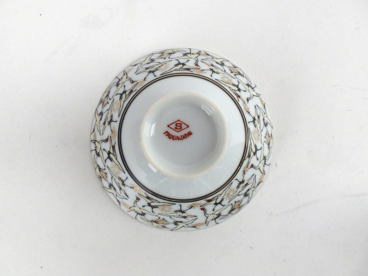 Vintage Set Of 5 China Bowls & Plates Made In Japan - Cranes & Gold Leaf