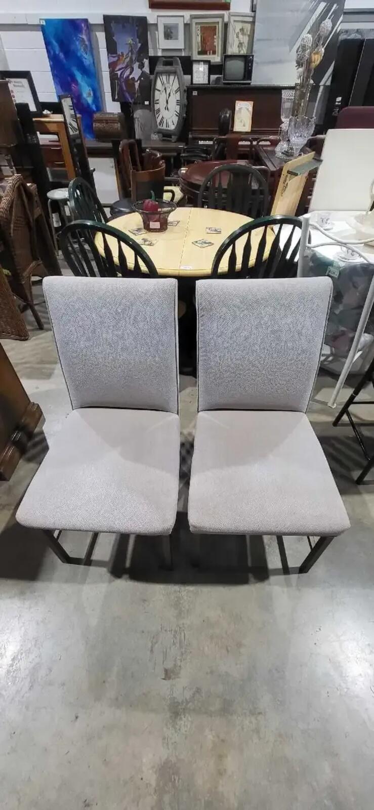 Modern Grey Upholstered Dining Chair - 2 Available