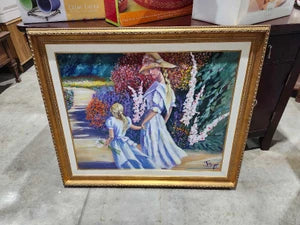 Original Garden Painting w/ Ornate Gold Frame