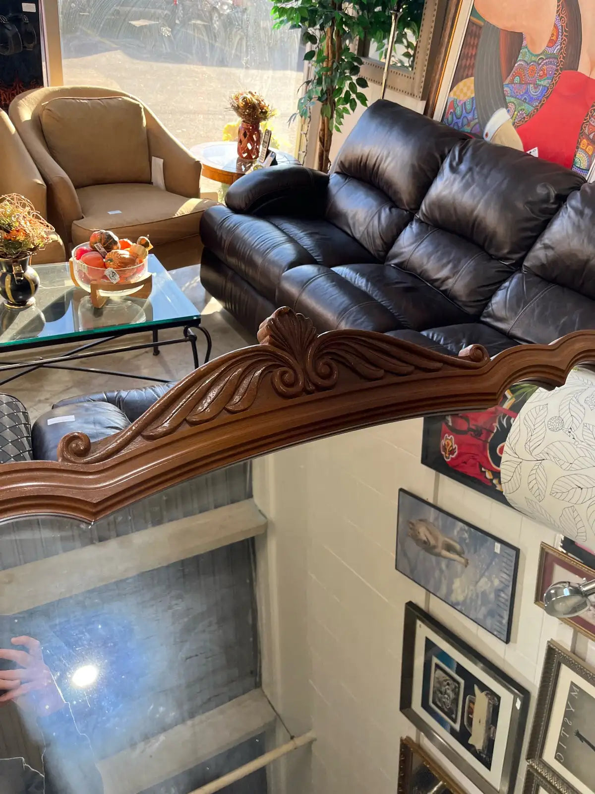 Vintage big wood ornate Mirror