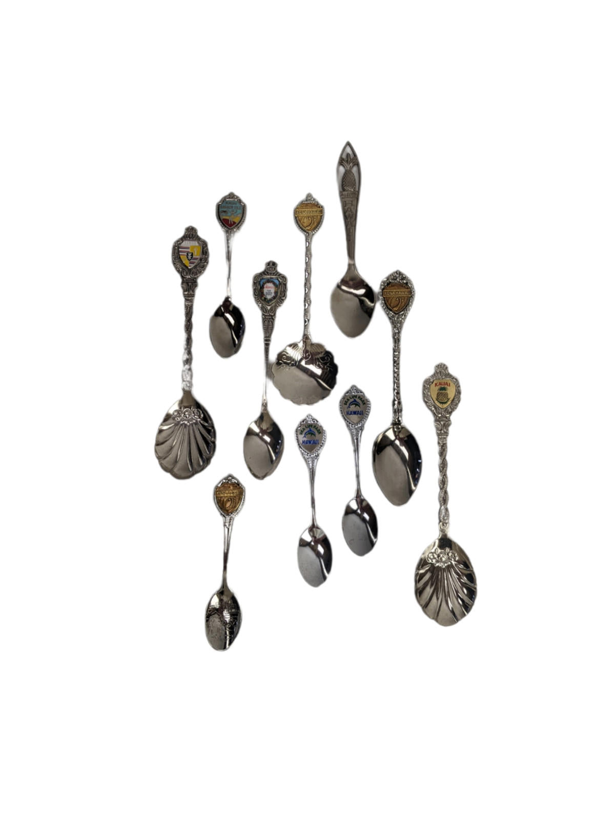 Souvenir Collectable Spoons Hawaii LOT Of 10 - Various Ages & Styles