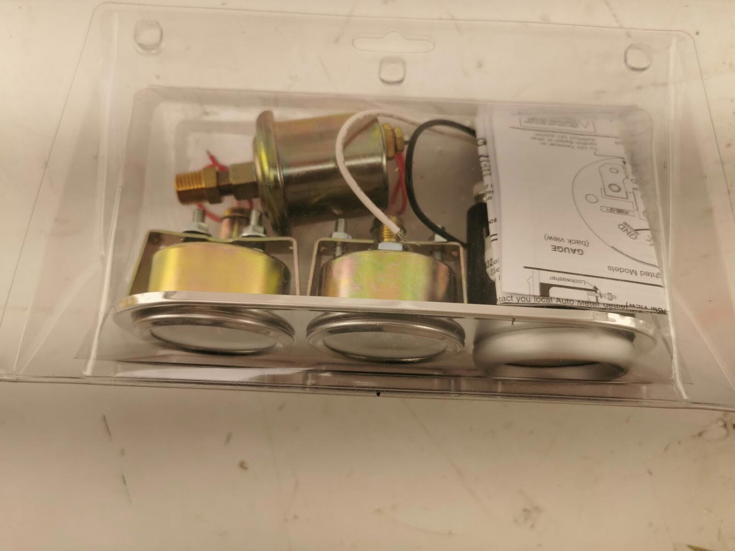 Chrome Triple Gauge Pod with 2 Oil pressure Gauges and Vacuum Gauge