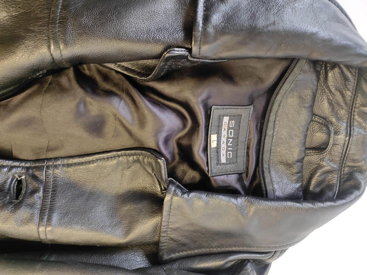 Sonic Men's Bomber Leather Jacket- L