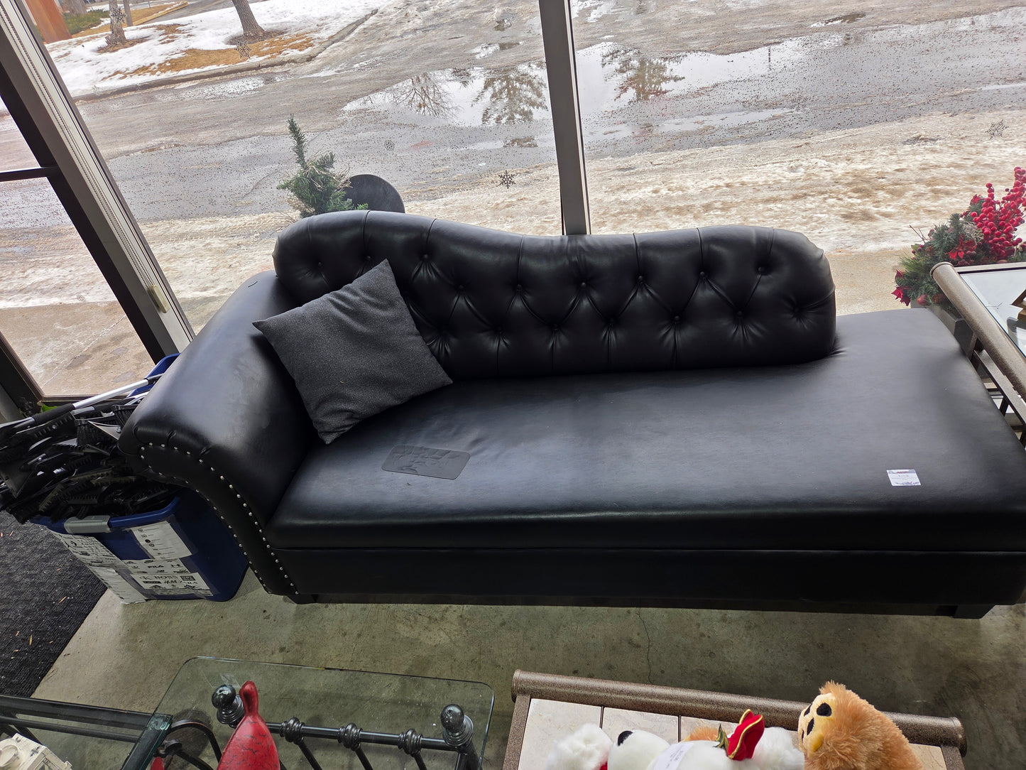 Black Faux Leather Sofa/Armchair Set