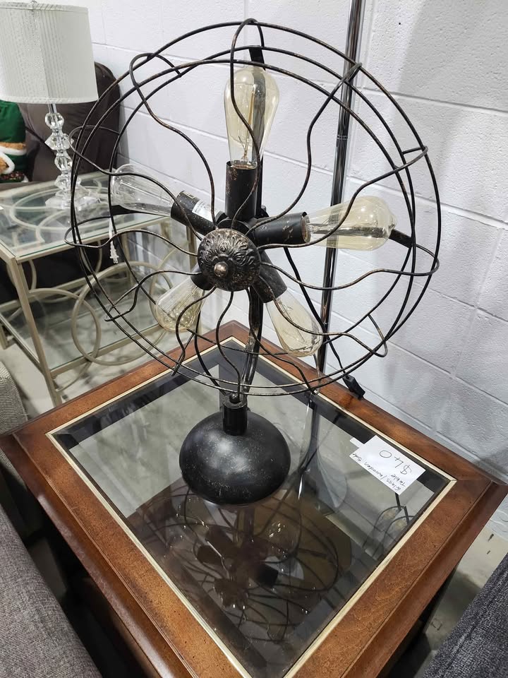 Bronze Iron Fan Table Accent Lamp