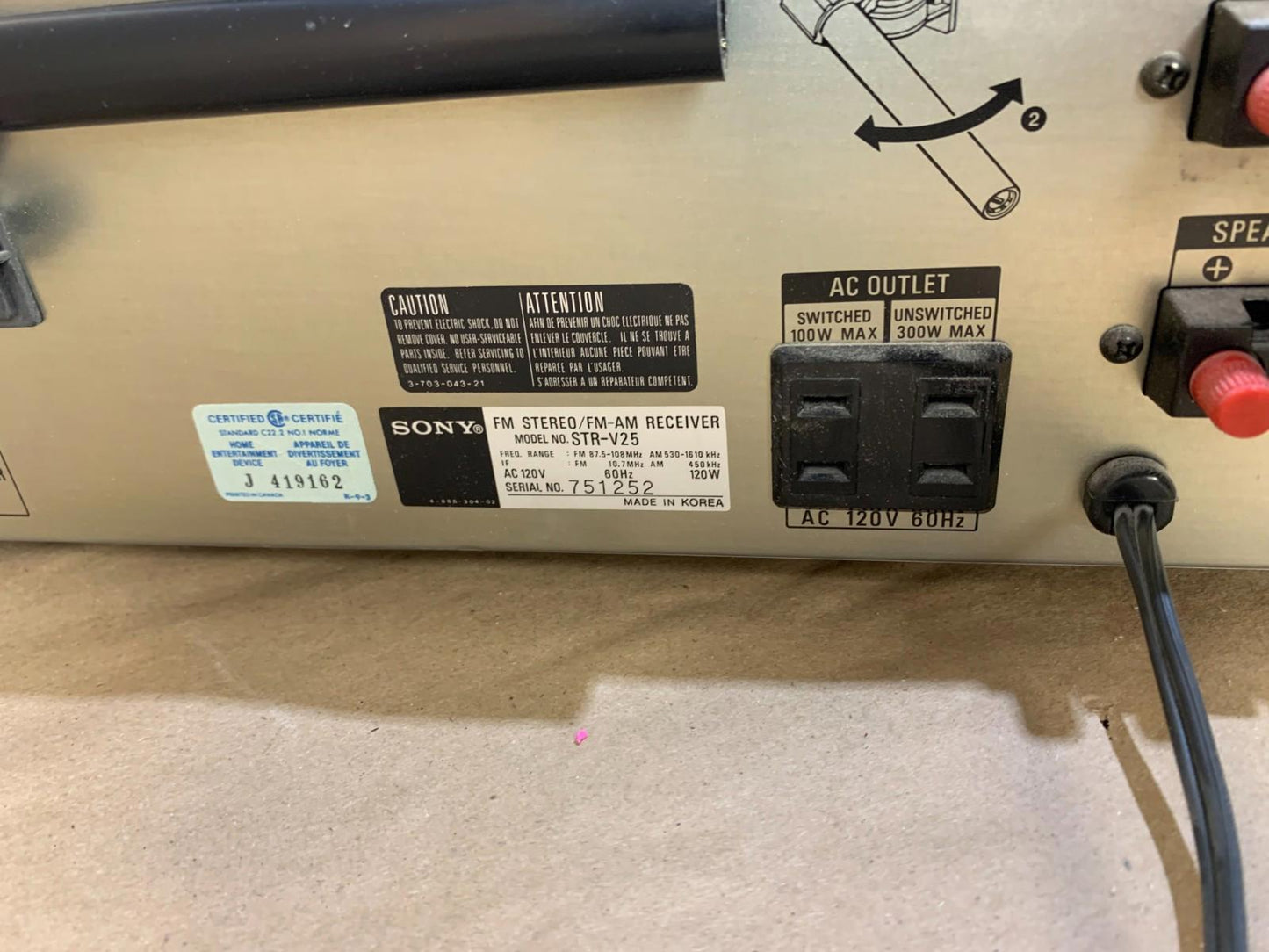 Vintage Sony STR-V25 FM Stereo FM-AM Receiver Amplifier