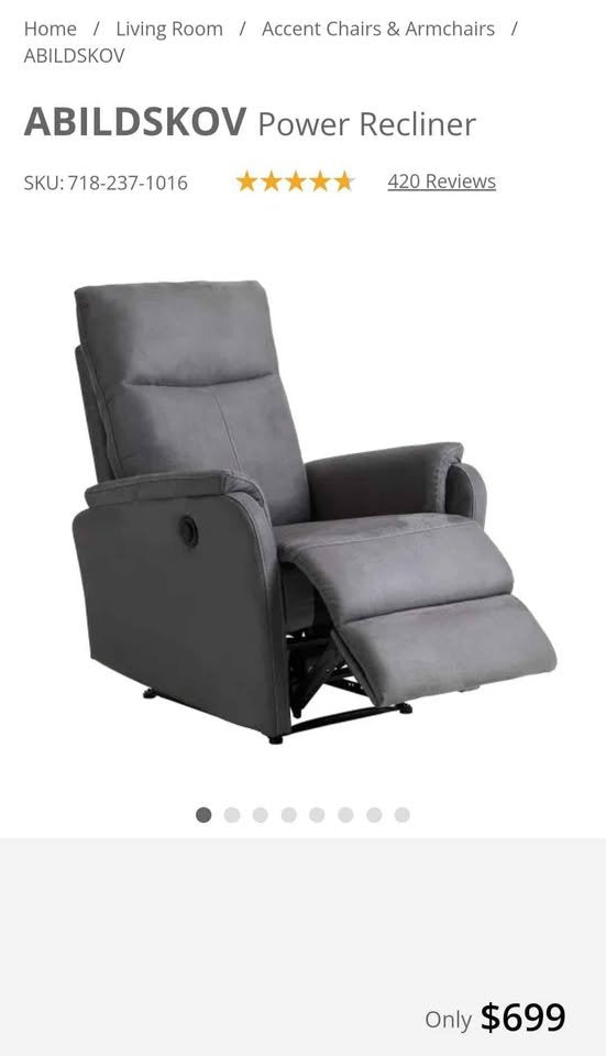 ABILDSKOV Fabric Power Recliner Armchair