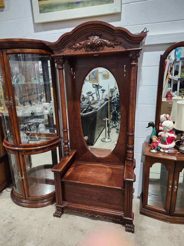 Rare! Antique Solid Wooden Entry Stand