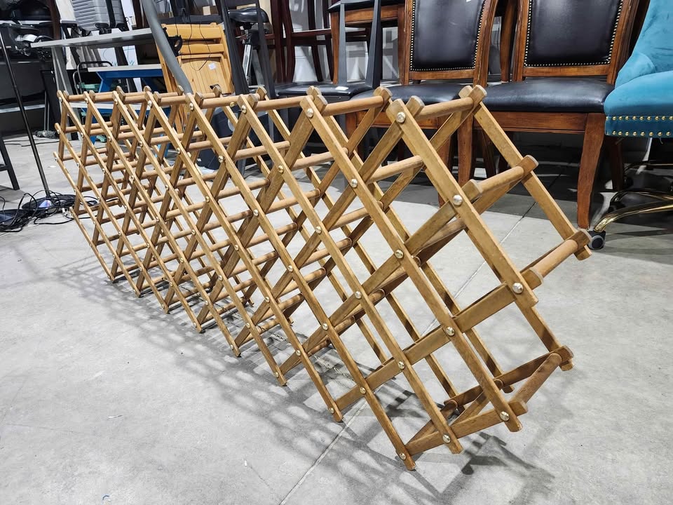 Vintage Wooden Accordion 42 Bottle Wine Rack