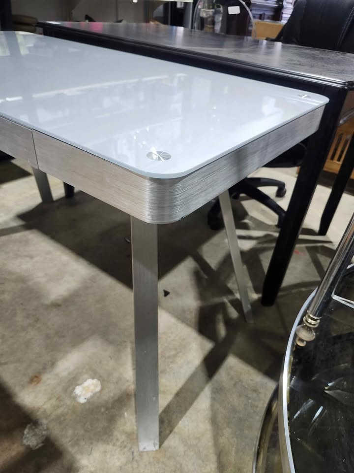 Modern Silver/Glass Desk