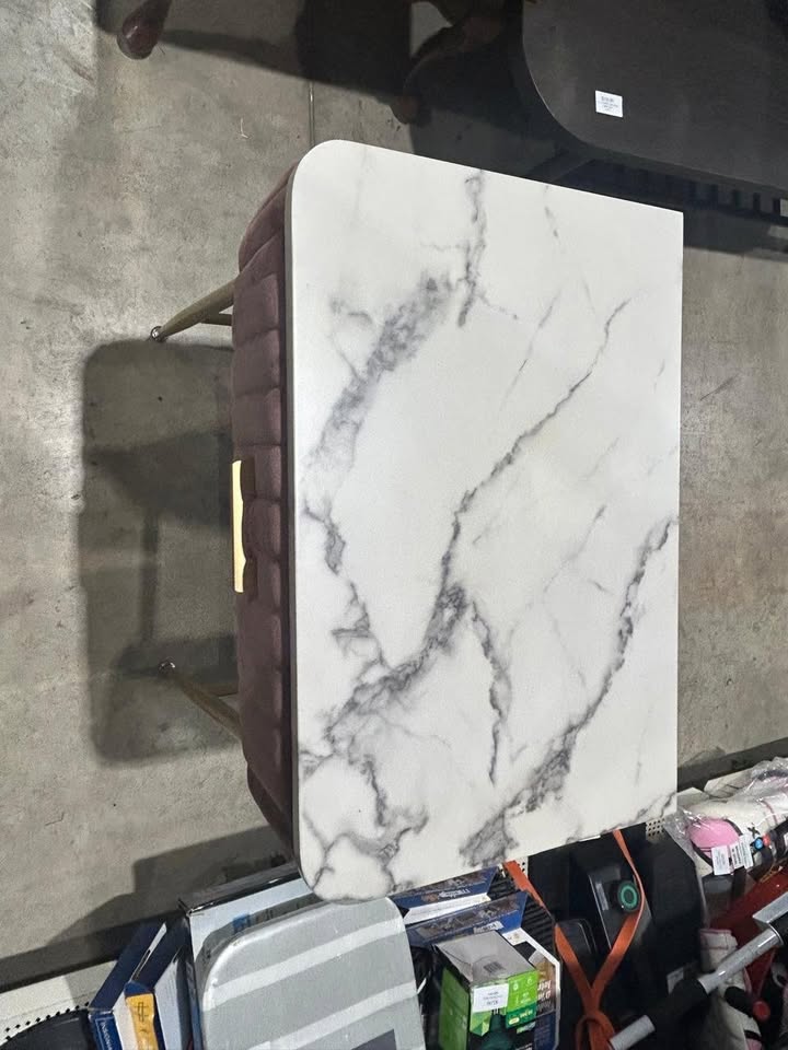 Pink Velvet Vanity - Faux Marble top