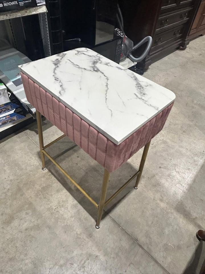 Pink Velvet Vanity - Faux Marble top