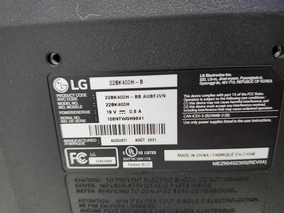 LG FHD 22" LED Monitor - 2 Available