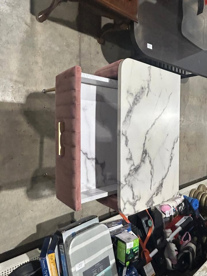 Pink Velvet Vanity - Faux Marble top