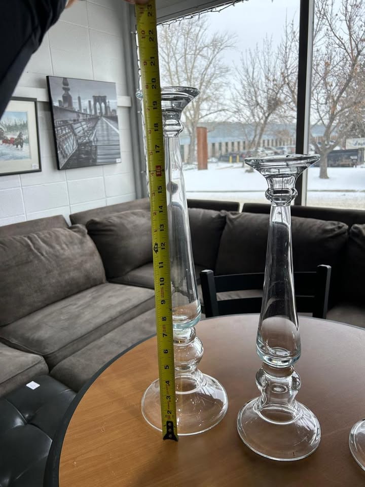 Large Candle Holder Crystal/Glass