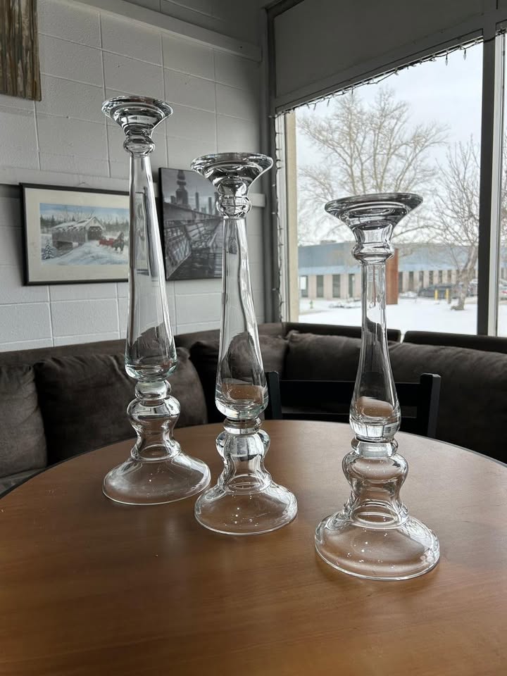 Large Candle Holder Crystal/Glass