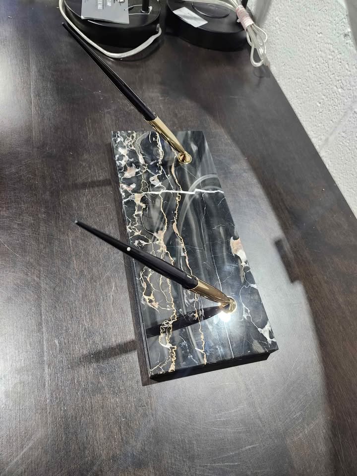 Vintage Black Marble 2-Pen Desk Set - Birks
