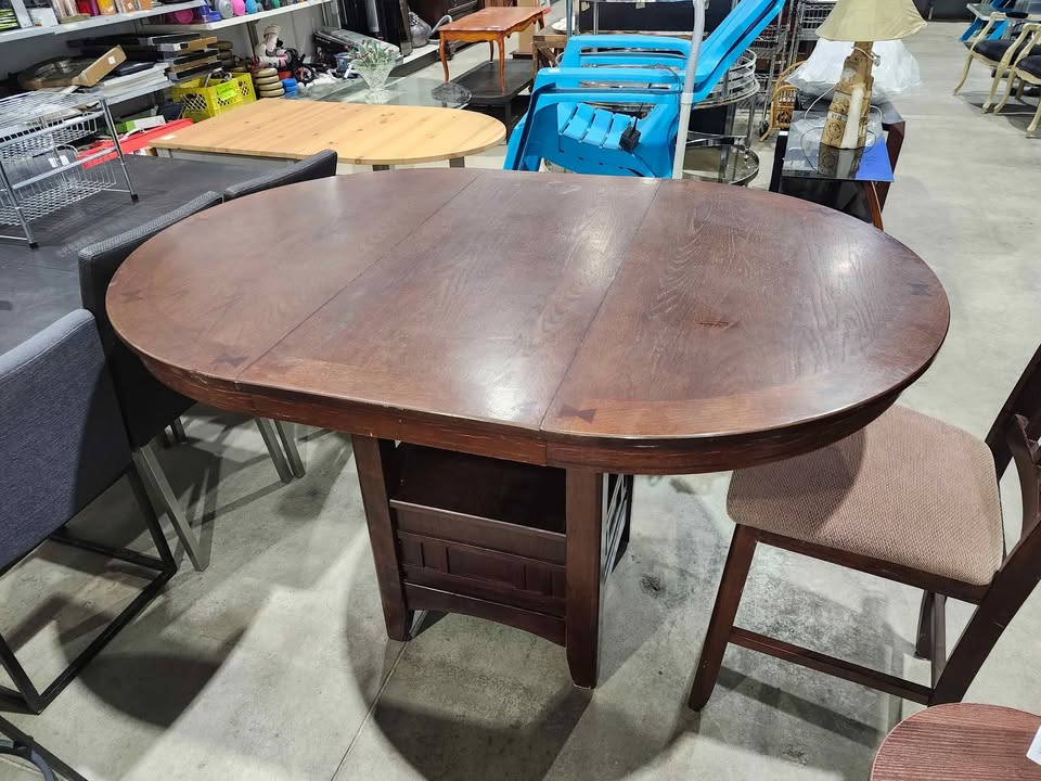 Solid Wooden Extendable Counter Table + 1 Chair