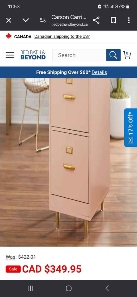 Carson Carrington Erfjord 2-drawer File Cabinet - Blush Pink