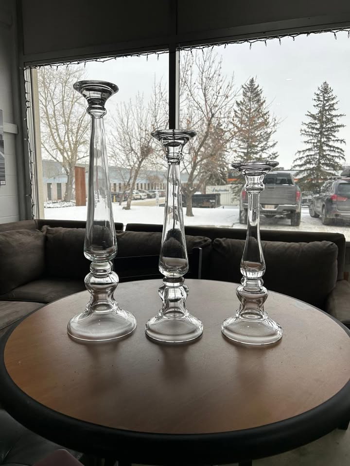 Large Candle Holder Crystal/Glass