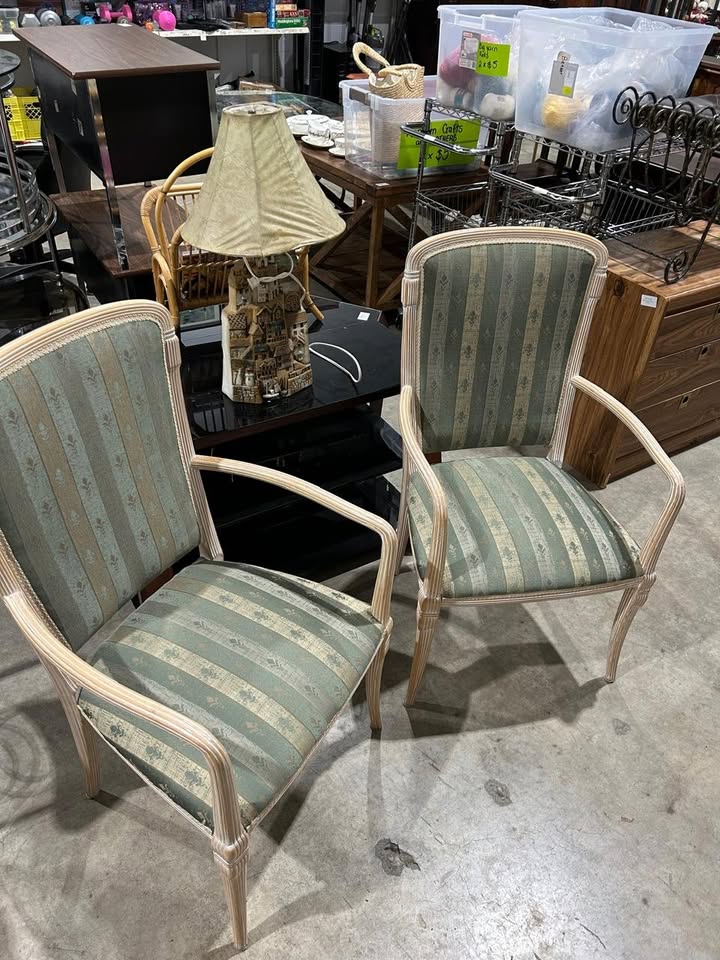 Vintage Upholstered Arm Chairs - 2 Available