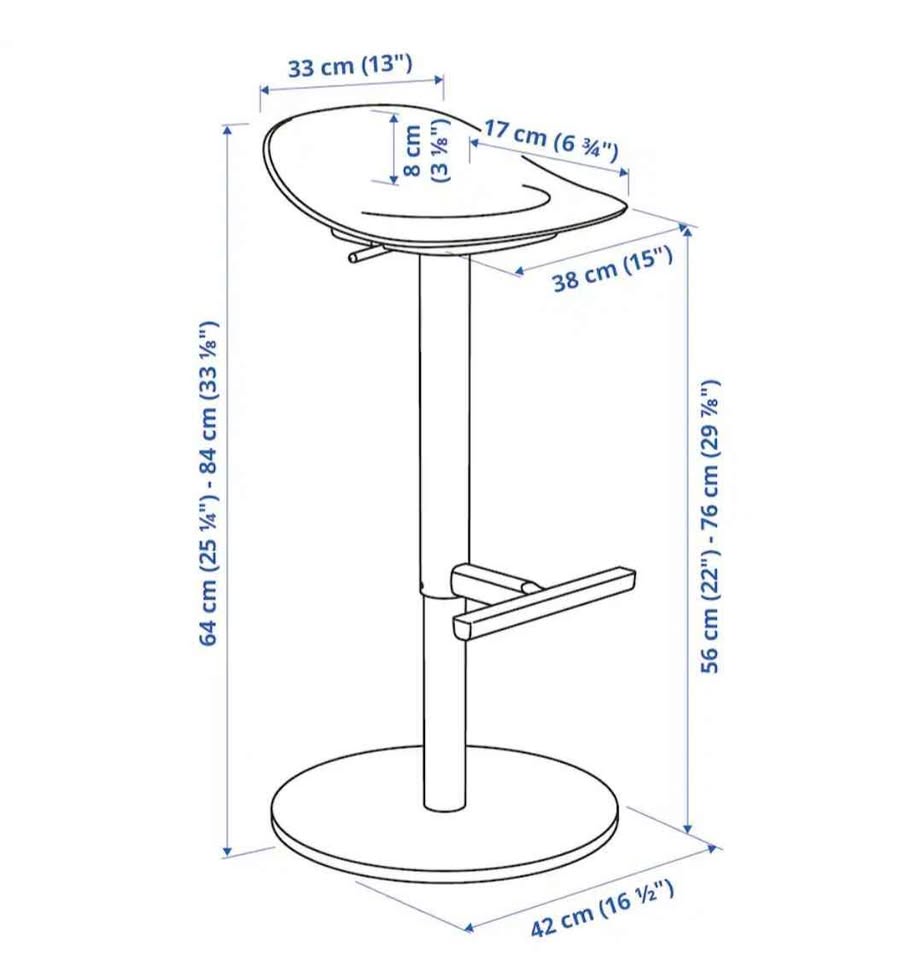 Ikea JANINGE White/Chrome Bar Stools - 2 Available