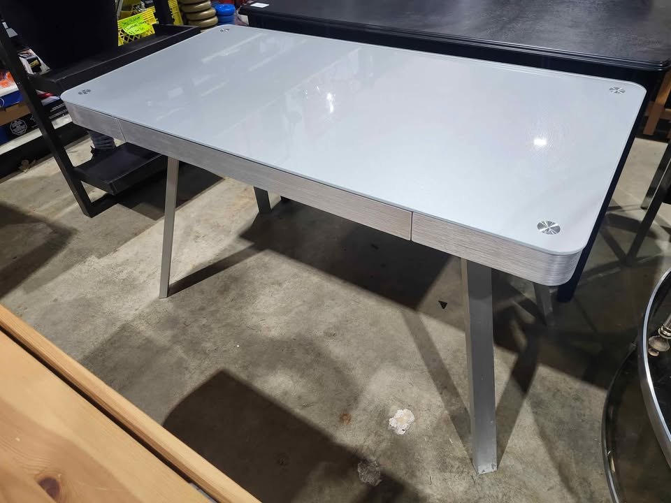 Modern Silver/Glass Desk