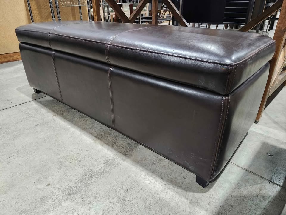 Faux Leather Storage Ottoman