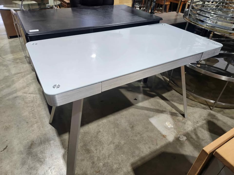 Modern Silver/Glass Desk
