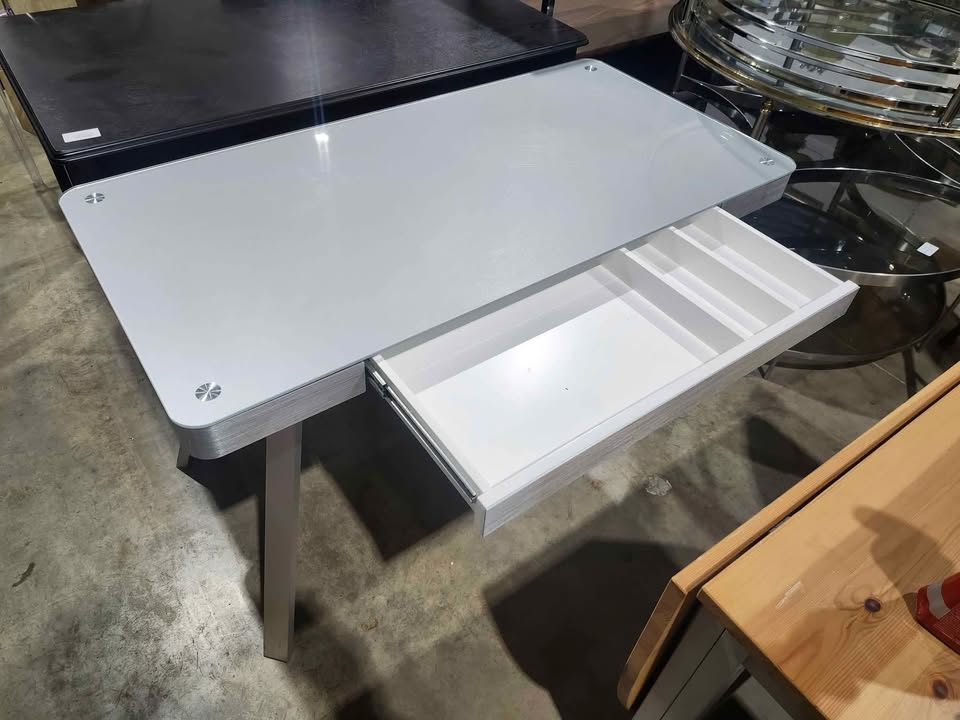 Modern Silver/Glass Desk