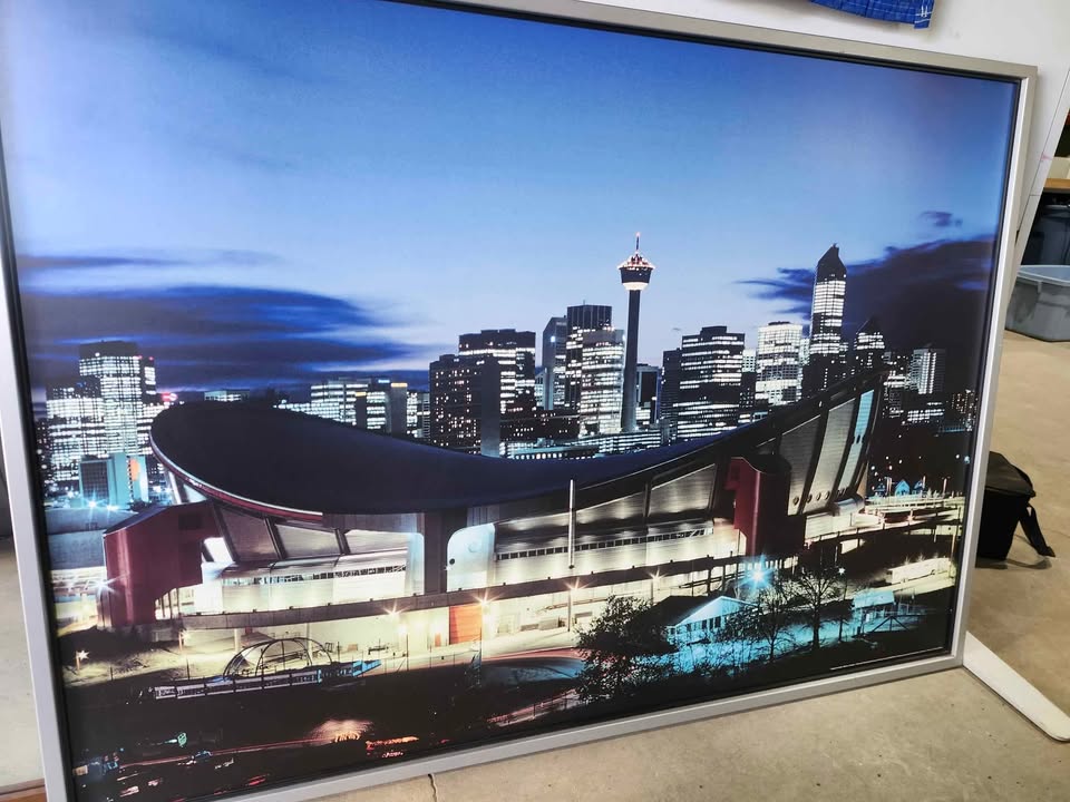 Ikea Wooden/Silver Framed Saddledome Picture 55x40"