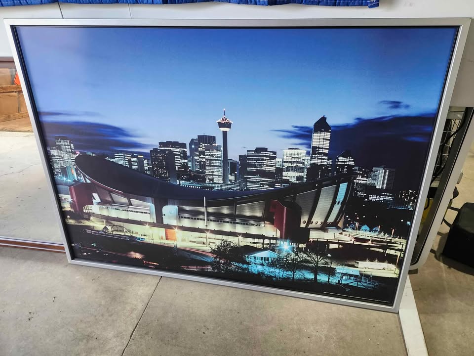 Ikea Wooden/Silver Framed Saddledome Picture 55x40"