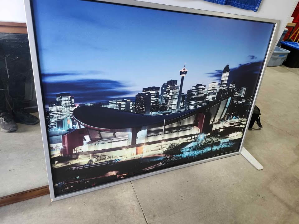Ikea Wooden/Silver Framed Saddledome Picture 55x40"