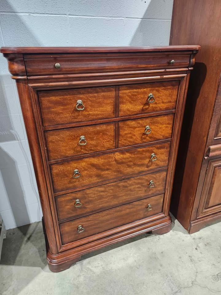 Louis Philippe Style 6-Drawer Chest and Dresser Set - Cherry Finish