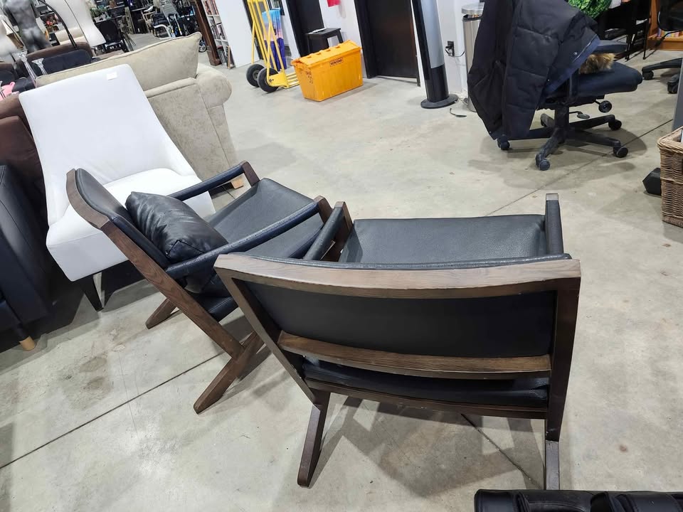 Structube Kanji Pleather/Wooden Vintage Armchair - 2 Available