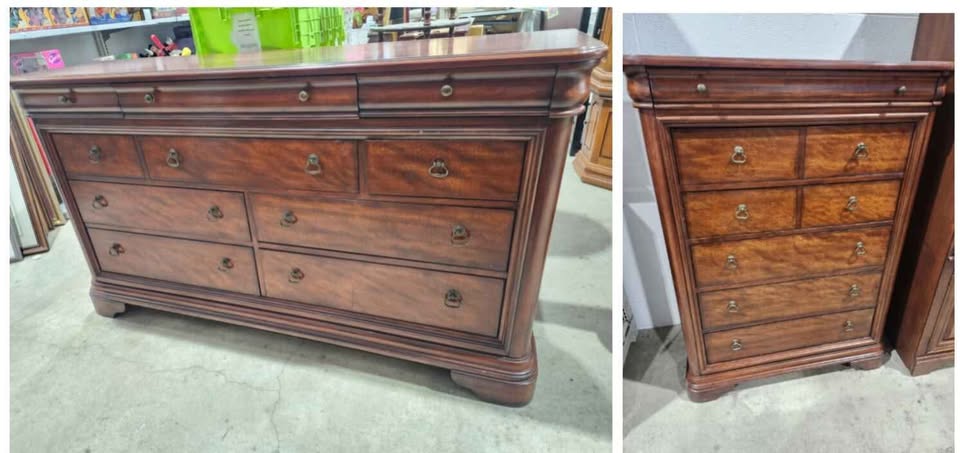 Louis Philippe Style 6-Drawer Chest and Dresser Set - Cherry Finish