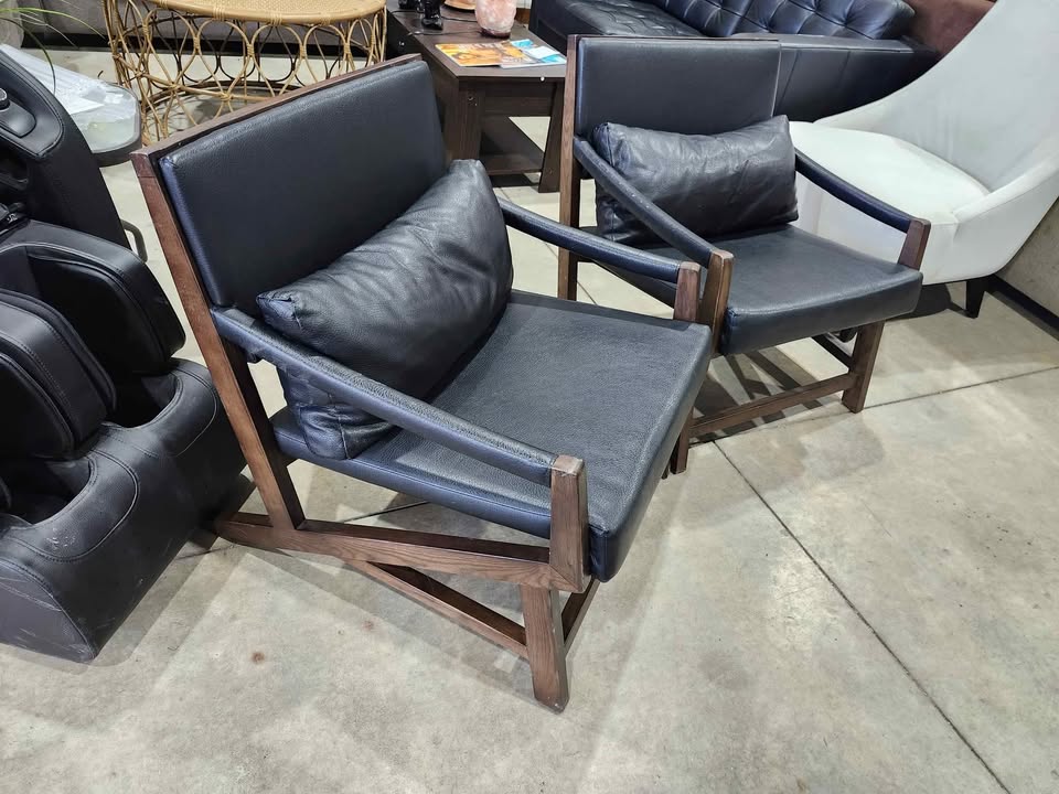 Structube Kanji Pleather/Wooden Vintage Armchair - 2 Available