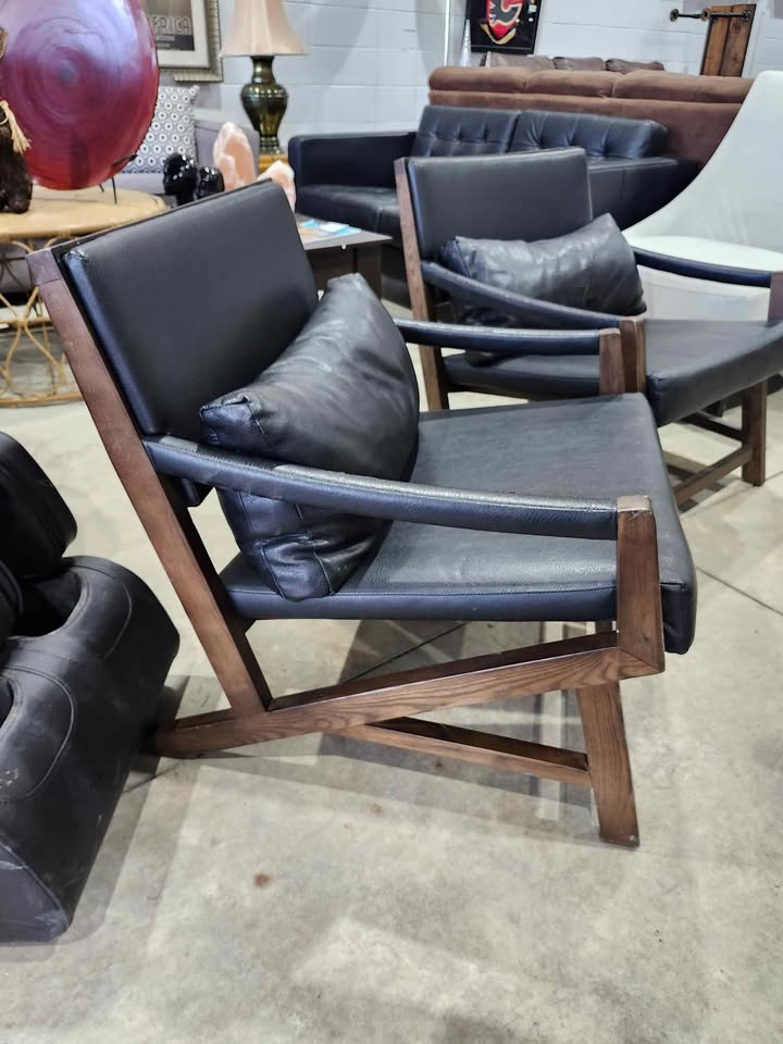 Structube Kanji Pleather/Wooden Vintage Armchair - 2 Available