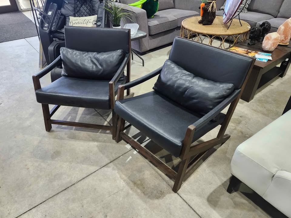 Structube Kanji Pleather/Wooden Vintage Armchair - 2 Available