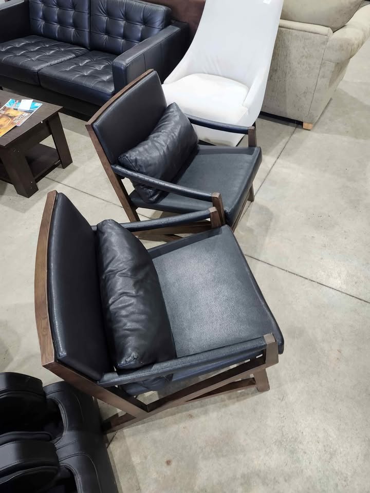Structube Kanji Pleather/Wooden Vintage Armchair - 2 Available